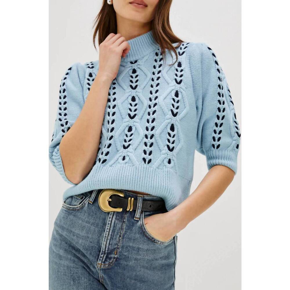 NEW RAILS women's addy mock neck sweater in sky navy cables - Picture 5 of 6
